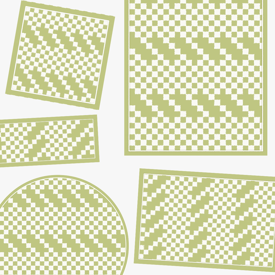 Green and Ivory Checkers – Mini Rug Set - Image 4