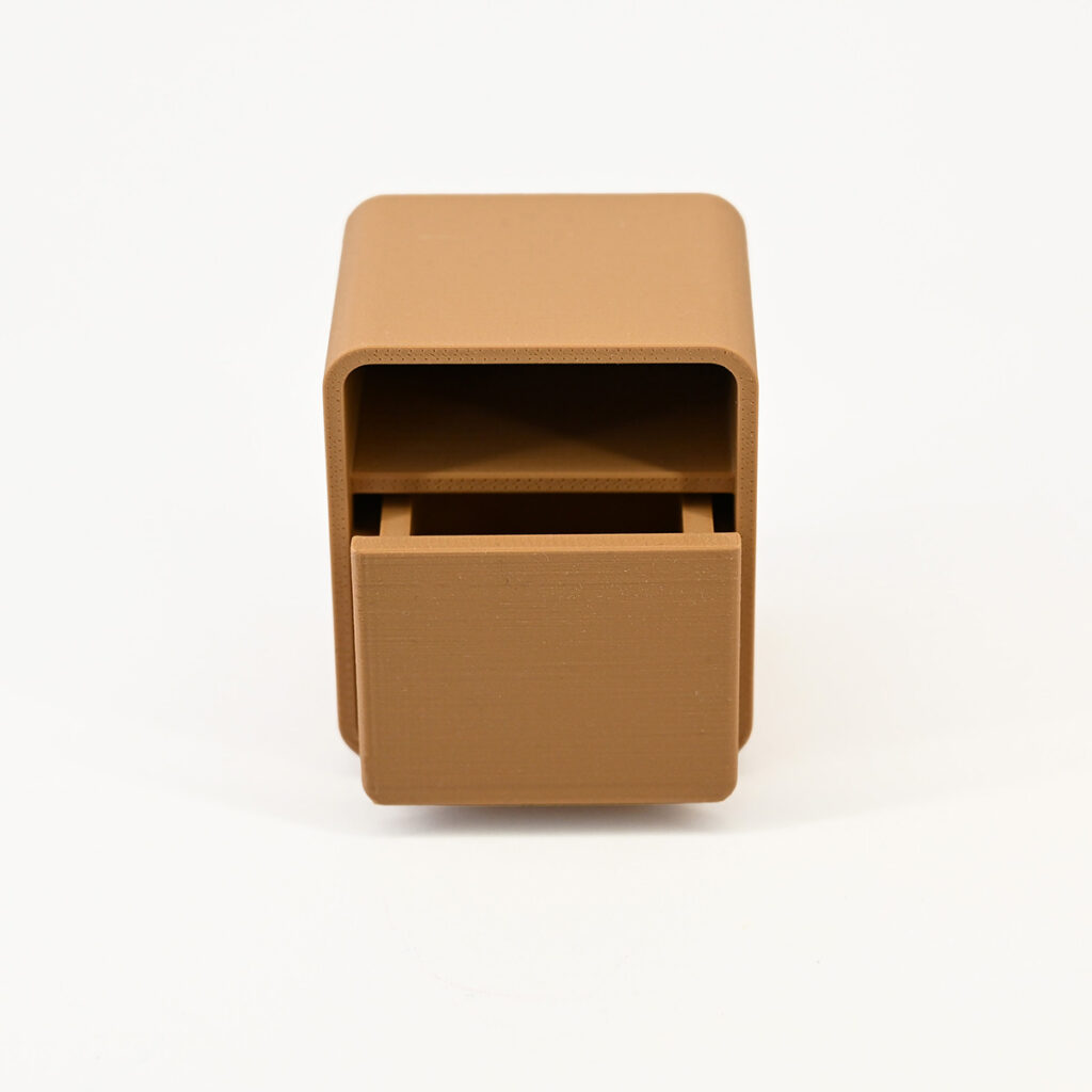 tiny nightstand with open drawer
