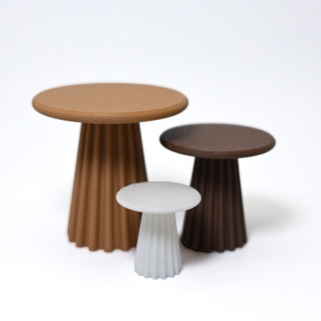 three 3d printed tables in different heights