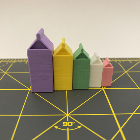 Mini milk cartons in a variety of colours